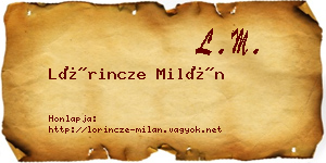 Lőrincze Milán névjegykártya