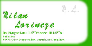 milan lorincze business card